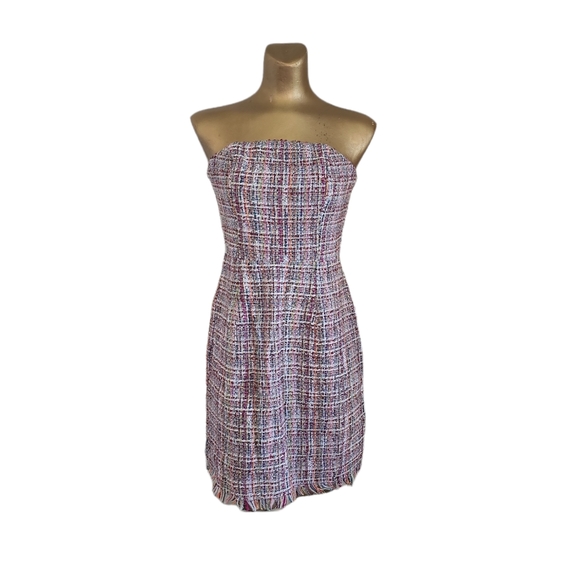 NWT Selfie Leslie Edith Strapless Tweed Multi Colored Mini Dress Sz L - Picture 4 of 8